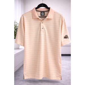 FootJoy FJ ProDry Pique Golf Polo Shirt XL Peach Stripe Performance